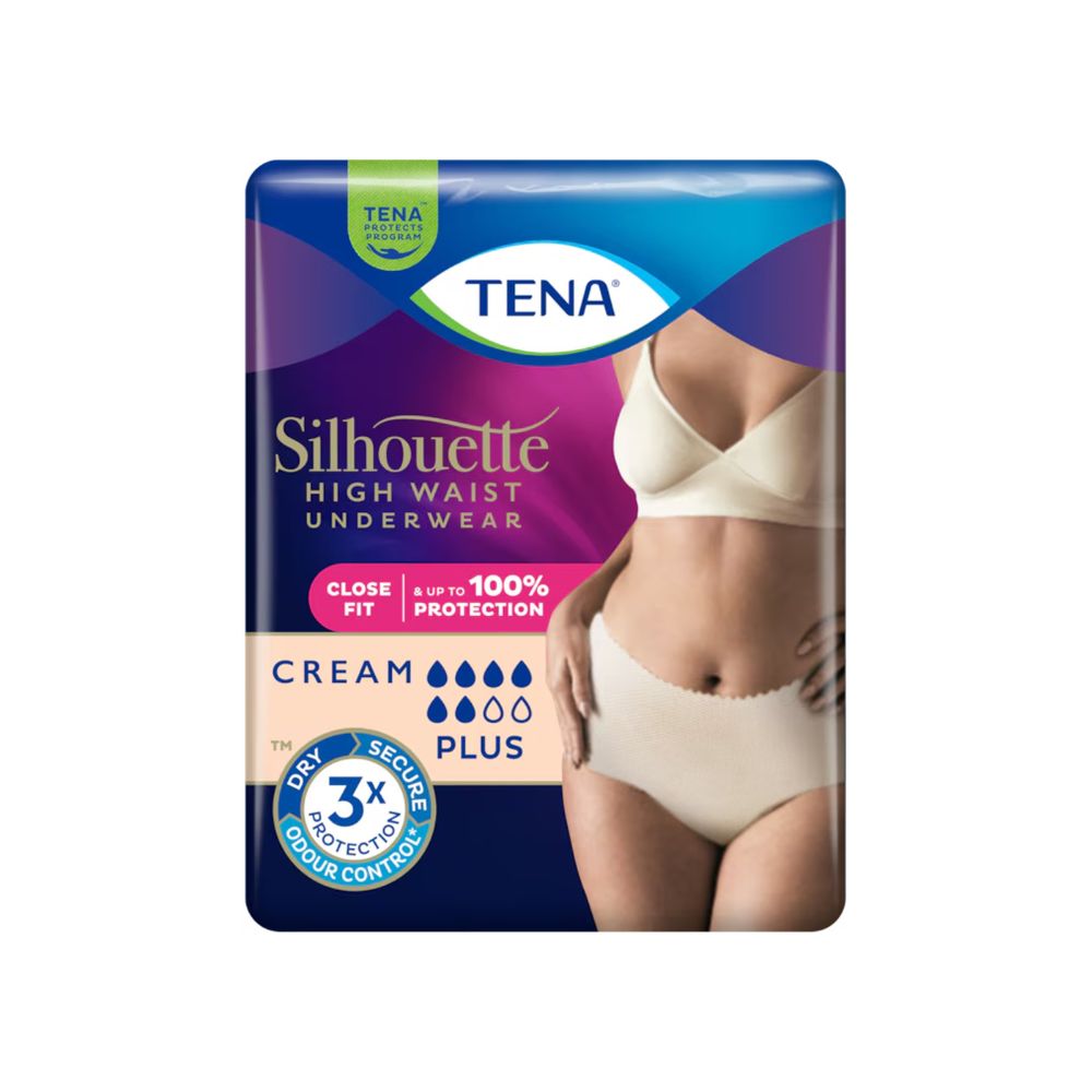 Large Cream TENA Silhouette Plus High Waist Incontinence Underwear Pack of 8