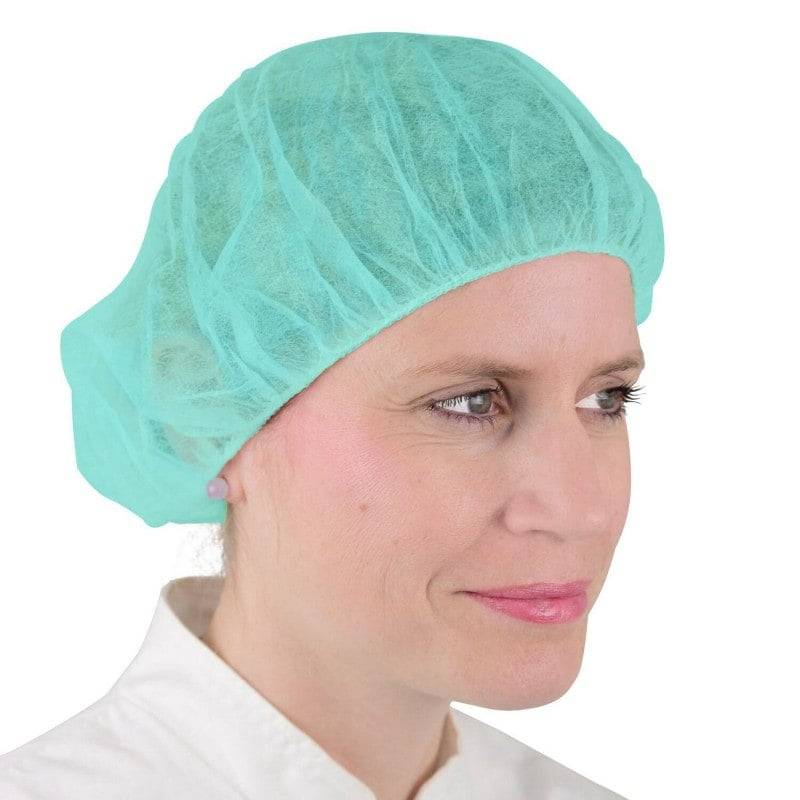 Green Bouffant Style Mob Caps Pack of 100 - UKMEDI