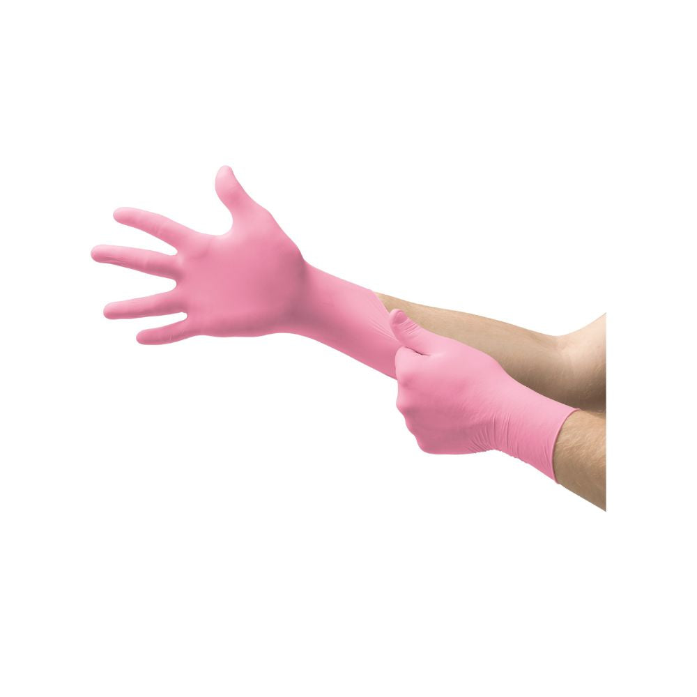 Pink Ansell Micro-Touch NitraFree Nitrile Examination Gloves Box of 100