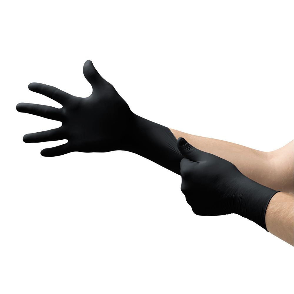 Black Ansell Microflex MidKnight Touch Nitrile Examination Gloves Box of 100