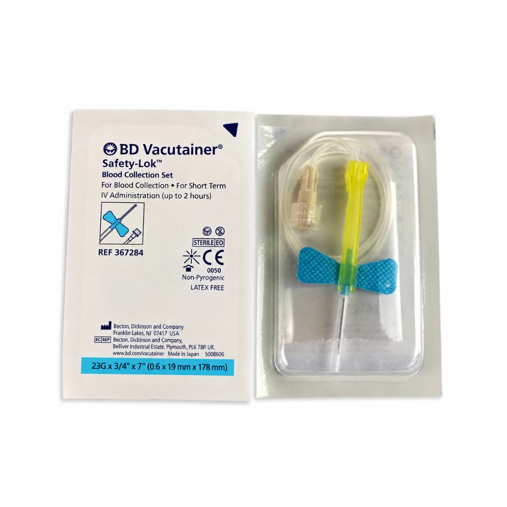 23g 3/4 inch BD Vacutainer Safety-Lok Blood Collection Set with Luer Adapter 7 inch Tubing