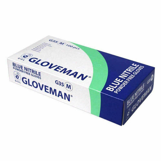 Gloveman Blue Nitrile Powder Free Gloves Box 100
