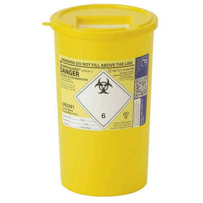 5 Litre Sharpsguard Yellow Sharps Bin