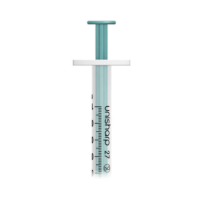 Unisharp 1ml 0.5 inch 27g Teal Green Unisharp Syringe and Needle u100 UF27N UKMEDI - UK Medical Supplies