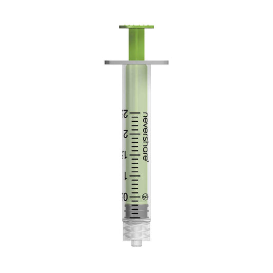 2.5ml Green Nevershare Luer Lock Syringes