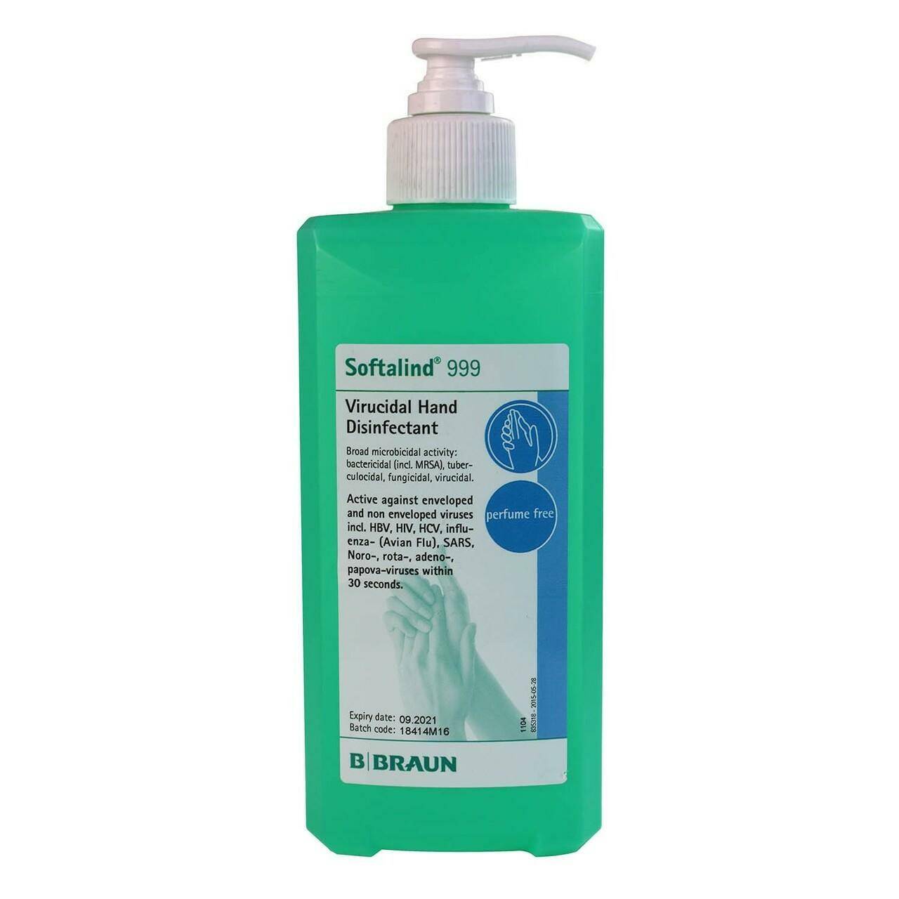 Softalind 999 500ML Hand Disinfectant Bottle BBraun 19285 UKMEDI.CO.UK