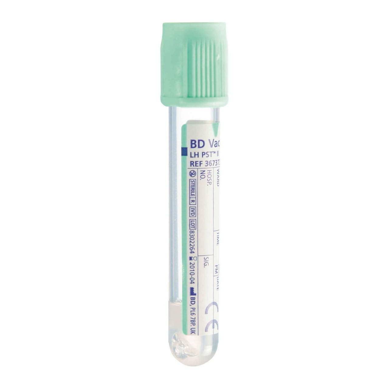 BD Vacutainer PST II Plastic 8ml Tube with Light Green Hermogard Close