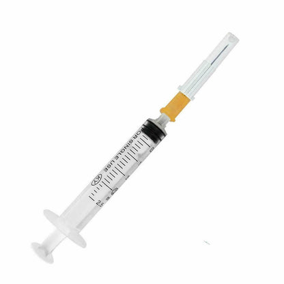 2ml/cc syringe with orange 25 gauge x 20