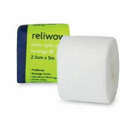 WOW Bandages 7.5cm x 5m White Open Wove