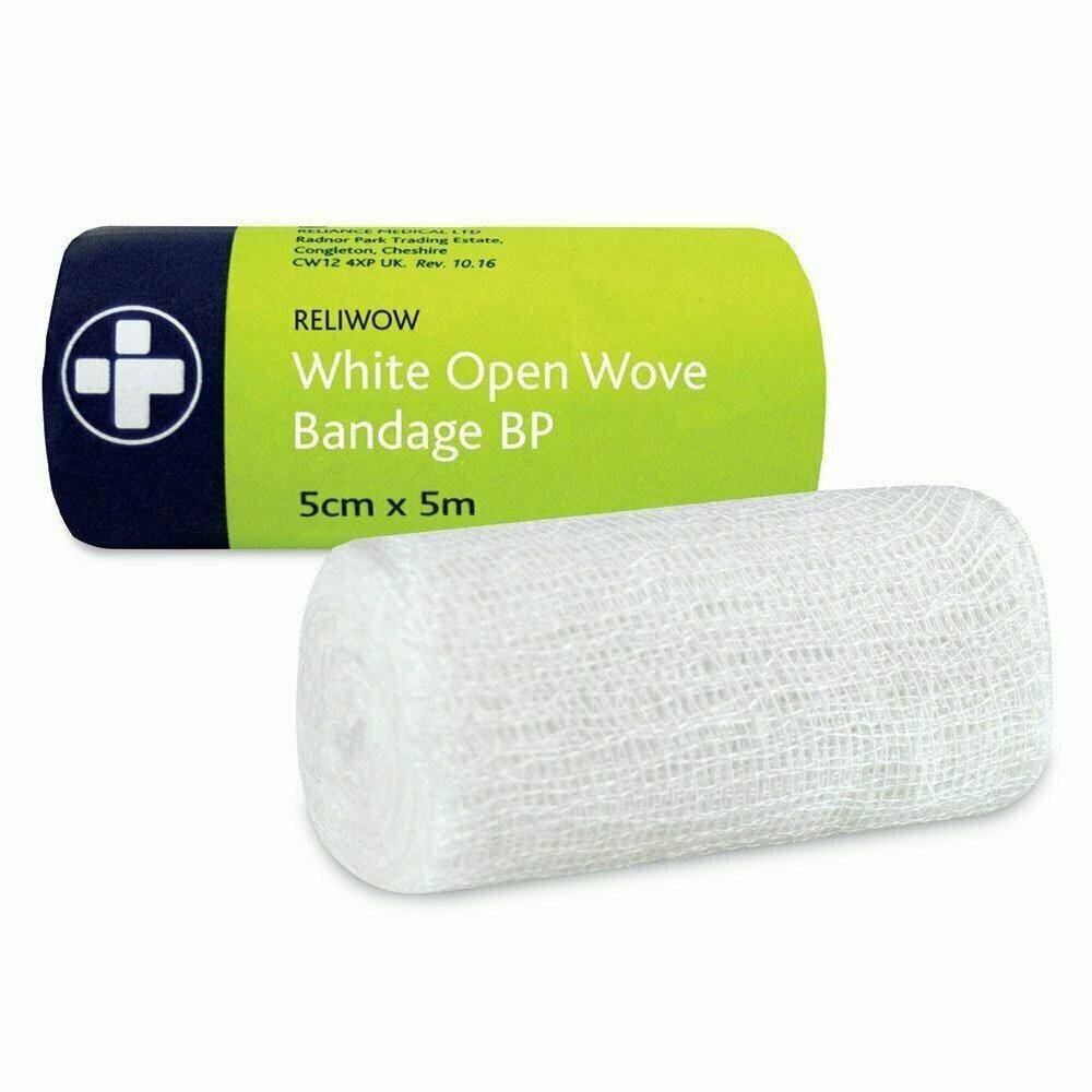 WOW Bandages 5cm x 5m White Open Wove 08-1420 UKMEDI.CO.UK