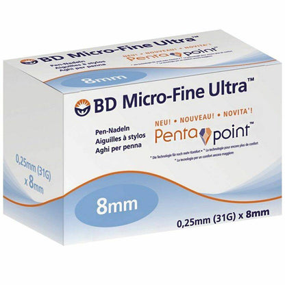 31g 8mm BD Micro-Fine Ultra Pen Needles Penta Point 320499 UKMEDI.CO.UK