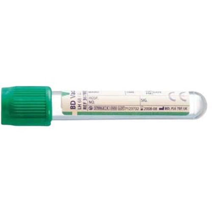 BD Vacutainer 4ml Plastic Lithium Heparin Tube, Green Hemogard Closure