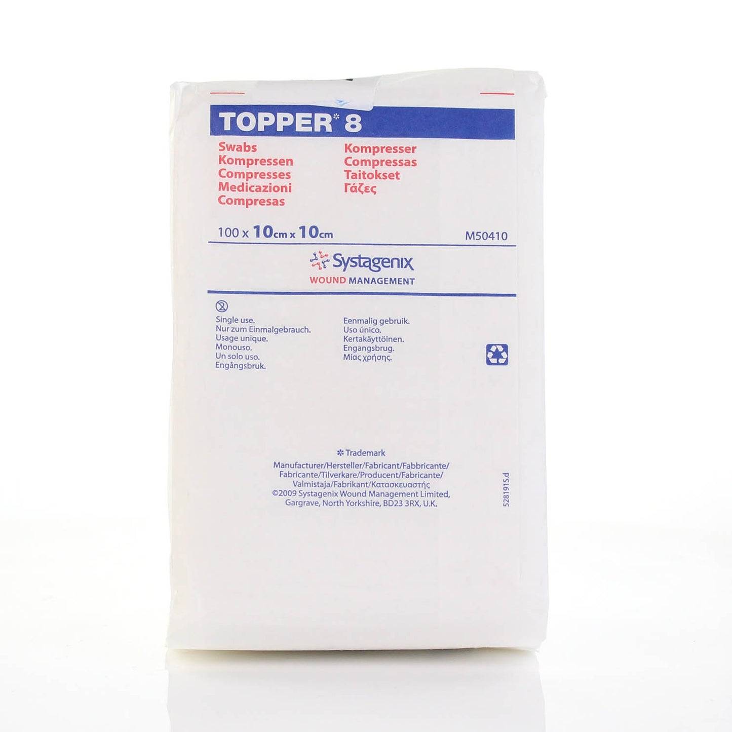 10cm x 10cm Topper 8 4 ply Non Sterile Swabs Pack of 100 J&J