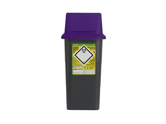 7 Litre Sharpsafe Grey Sharps Bin - Purple Lid