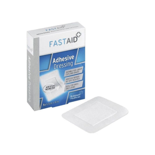 6.5cm x 8cm Fast Aid Adhesive Dressing Pack of 5
