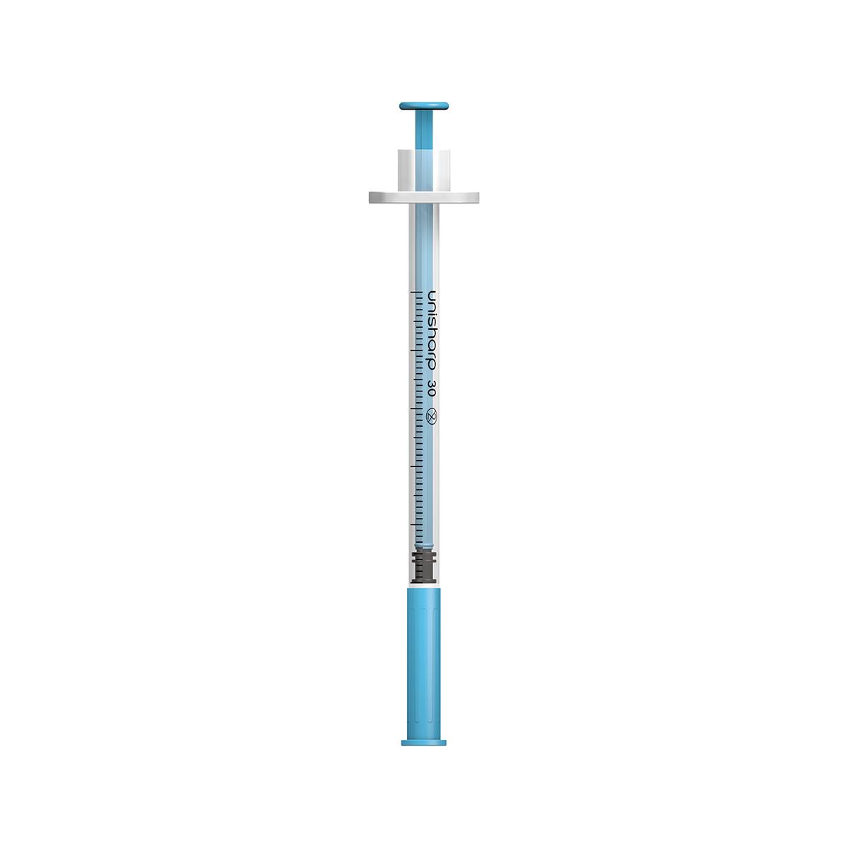 0.5ml 0.5 inch 30g Blue Unisharp Syringe and Needle u100