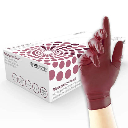 Unigloves Burgundy Pearl Nitrile Gloves