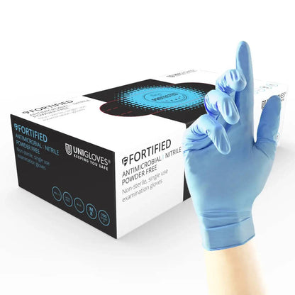 Unigloves Fortified Nitrile Blue Gloves