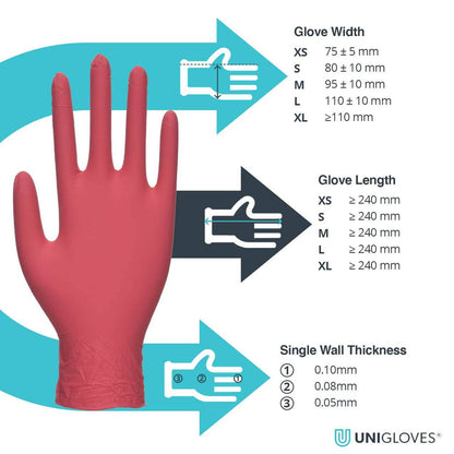 Unigloves Red Pearl Nitrile Gloves