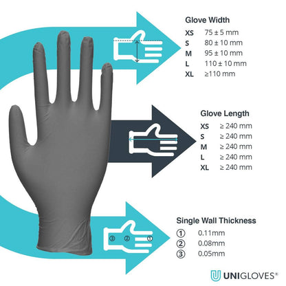 Unigloves Select Black Nitrile Gloves - UKMEDI